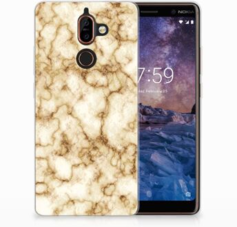 B2Ctelecom Nokia 7 Plus Uniek TPU Hoesje Marmer Goud