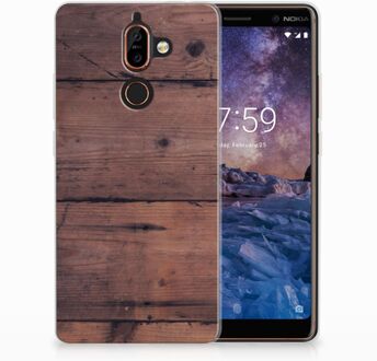 B2Ctelecom Nokia 7 Plus Uniek TPU Hoesje Old Wood