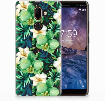 B2Ctelecom Nokia 7 Plus Uniek TPU Hoesje Orchidee Groen