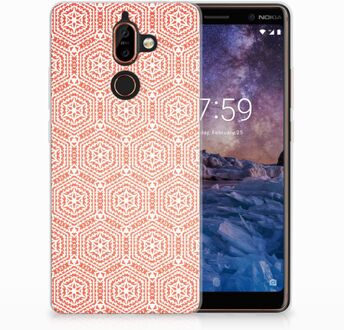 B2Ctelecom Nokia 7 Plus Uniek TPU Hoesje Pattern Orange