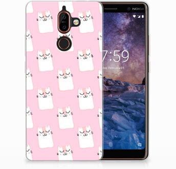 B2Ctelecom Nokia 7 Plus Uniek TPU Hoesje Sleeping Cats