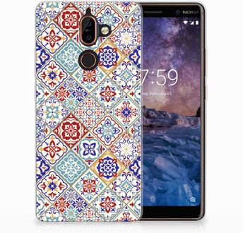 B2Ctelecom Nokia 7 Plus Uniek TPU Hoesje Tiles Color