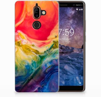 B2Ctelecom Nokia 7 Plus Uniek TPU Hoesje Watercolor Dark