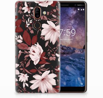 B2Ctelecom Nokia 7 Plus Uniek TPU Hoesje Watercolor Flowers