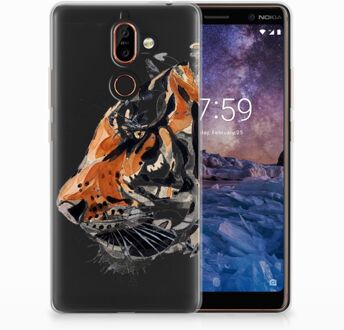 B2Ctelecom Nokia 7 Plus Uniek TPU Hoesje Watercolor Tiger