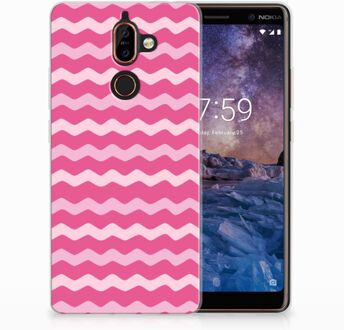 B2Ctelecom Nokia 7 Plus Uniek TPU Hoesje Waves Pink