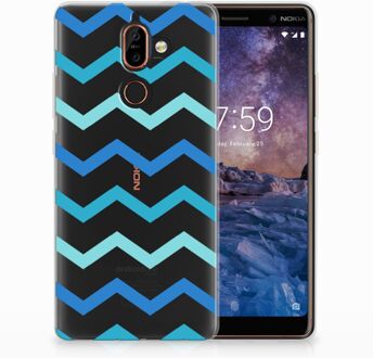 B2Ctelecom Nokia 7 Plus Uniek TPU Hoesje Zigzag Blauw