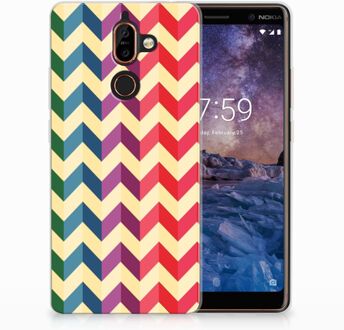 B2Ctelecom Nokia 7 Plus Uniek TPU Hoesje Zigzag Color