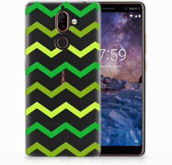 B2Ctelecom Nokia 7 Plus Uniek TPU Hoesje Zigzag Groen