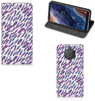 B2Ctelecom Nokia 9 PureView Standcase Hoesje Design Feathers Color