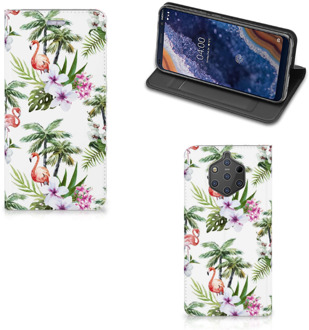 B2Ctelecom Nokia 9 PureView Standcase Hoesje Design Flamingo Palms