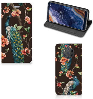 B2Ctelecom Nokia 9 PureView Standcase Hoesje Design Pauw met Bloemen