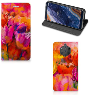 B2Ctelecom Nokia 9 PureView Standcase Hoesje Design Tulpen