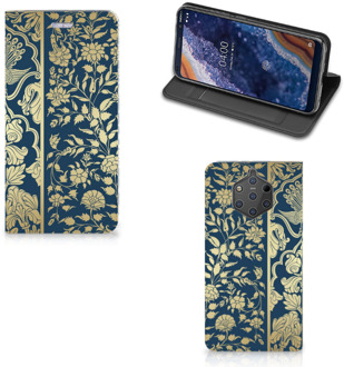 B2Ctelecom Nokia 9 PureView Standcase Hoesje Golden Flowers