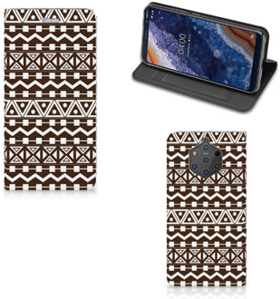 B2Ctelecom Nokia 9 PureView Uniek Standcase Hoesje Aztec Brown