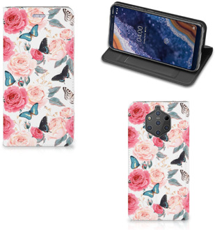 B2Ctelecom Nokia 9 PureView Uniek Standcase Hoesje Butterfly Roses