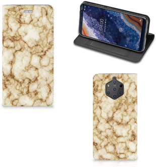 B2Ctelecom Nokia 9 PureView Uniek Standcase Hoesje Marmer Goud