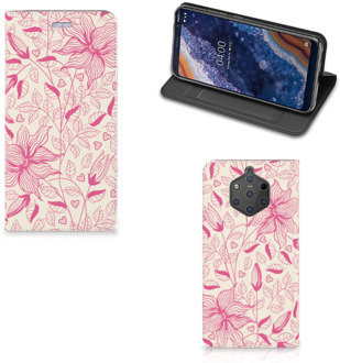 B2Ctelecom Nokia 9 PureView Uniek Standcase Hoesje Pink Flowers