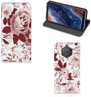 B2Ctelecom Nokia 9 PureView Uniek Standcase Hoesje Watercolor Flowers