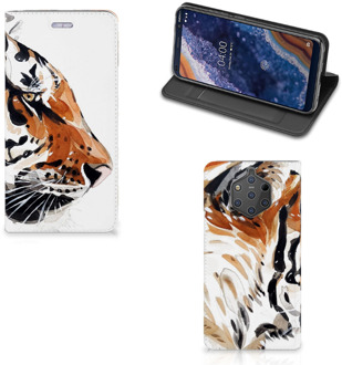 B2Ctelecom Nokia 9 PureView Uniek Standcase Hoesje Watercolor Tiger