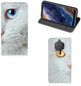 B2Ctelecom Nokia 9 PureView Uniek Standcase Hoesje Witte Kat