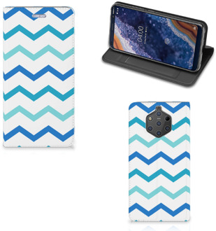 B2Ctelecom Nokia 9 PureView Uniek Standcase Hoesje Zigzag Blauw