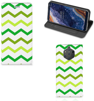 B2Ctelecom Nokia 9 PureView Uniek Standcase Hoesje Zigzag Groen