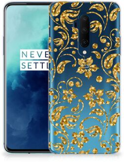 B2Ctelecom OnePlus 7T Pro TPU Case Gouden Bloemen