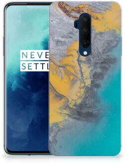 B2Ctelecom OnePlus 7T Pro TPU Siliconen Hoesje Marmer Blauw Goud