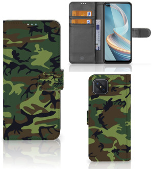 B2Ctelecom OPPO Reno4 Z Portemonnee hoesje Army Dark