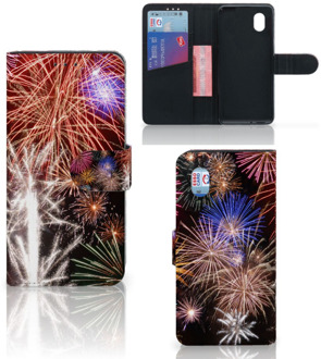 B2Ctelecom Portemonnee hoesje Alcatel 1B (2020) Smartphone Hoesje Kerstcadeau Vuurwerk