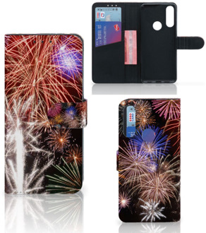 B2Ctelecom Portemonnee hoesje Alcatel 1S 2020 Smartphone Hoesje Kerstcadeau Vuurwerk