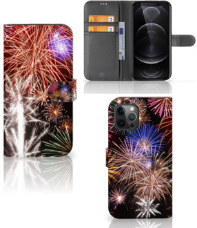 B2Ctelecom Portemonnee Hoesje Apple iPhone 12 Pro Max Smartphone Hoesje Kerstcadeau Vuurwerk