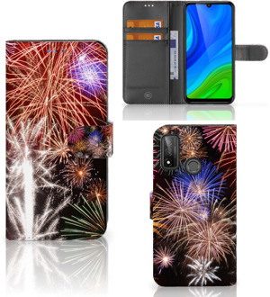 B2Ctelecom Portemonnee Hoesje Huawei P Smart 2020 Smartphone Hoesje Kerstcadeau Vuurwerk