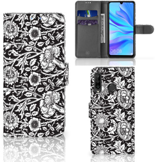 B2Ctelecom Portemonnee hoesje Huawei P30 Lite Black Flowers