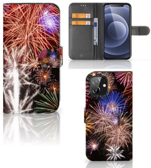 B2Ctelecom Portemonnee Hoesje iPhone 12 | 12 Pro (6.1") Smartphone Hoesje Kerstcadeau Vuurwerk