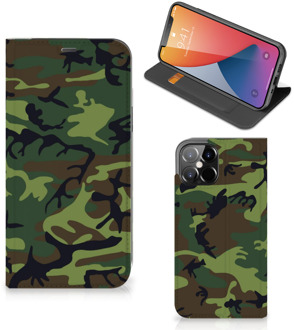 B2Ctelecom Portemonnee hoesje iPhone 12 Pro Max Telefoonhoesje Army Dark