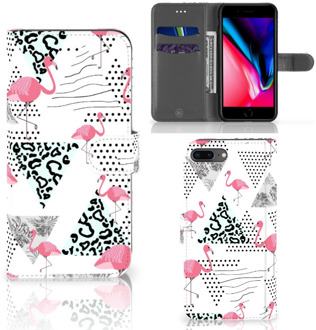 B2Ctelecom Portemonnee hoesje iPhone 7 Plus | 8 Plus Flamingo Triangle