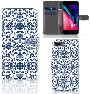 B2Ctelecom Portemonnee hoesje iPhone 7 Plus | 8 Plus Flower Blue