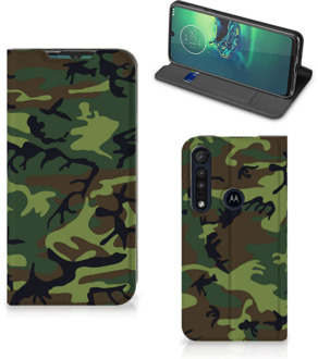 B2Ctelecom Portemonnee hoesje Motorola G8 Plus Telefoonhoesje Army Dark