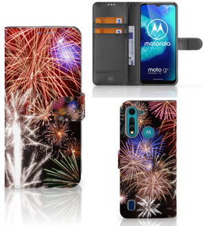 B2Ctelecom Portemonnee Hoesje Motorola G8 Power Lite Smartphone Hoesje Kerstcadeau Vuurwerk