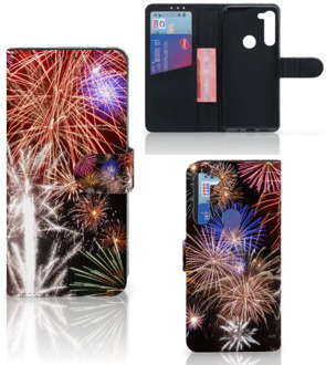 B2Ctelecom Portemonnee hoesje Motorola G8 Power Smartphone Hoesje Kerstcadeau Vuurwerk