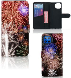 B2Ctelecom Portemonnee Hoesje Motorola Moto G 5G Plus Smartphone Hoesje Kerstcadeau Vuurwerk