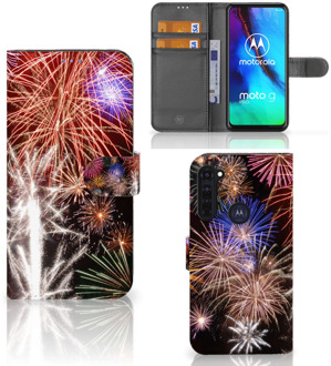 B2Ctelecom Portemonnee Hoesje Motorola Moto G Pro Smartphone Hoesje Kerstcadeau Vuurwerk