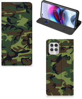 B2Ctelecom Portemonnee hoesje Motorola Moto G100 Telefoonhoesje Army Dark