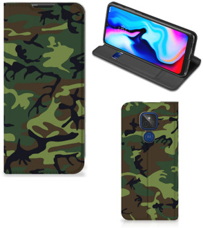 B2Ctelecom Portemonnee hoesje Motorola Moto G9 Play Telefoonhoesje Army Dark