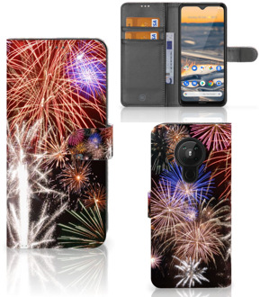 B2Ctelecom Portemonnee hoesje Nokia 5.3 Smartphone Hoesje Kerstcadeau Vuurwerk