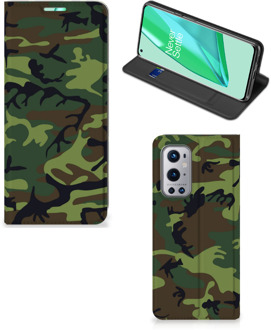 B2Ctelecom Portemonnee hoesje OnePlus 9 Pro Telefoonhoesje Army Dark