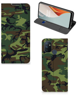 B2Ctelecom Portemonnee hoesje OnePlus Nord N100 Telefoonhoesje Army Dark