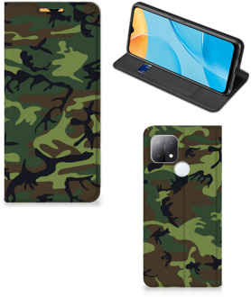 B2Ctelecom Portemonnee hoesje OPPO A15 Telefoonhoesje Army Dark